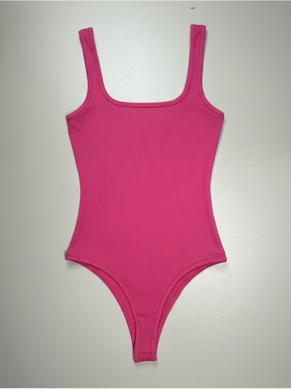 Ribbed Hot Pink Women's Bodysuit Tank